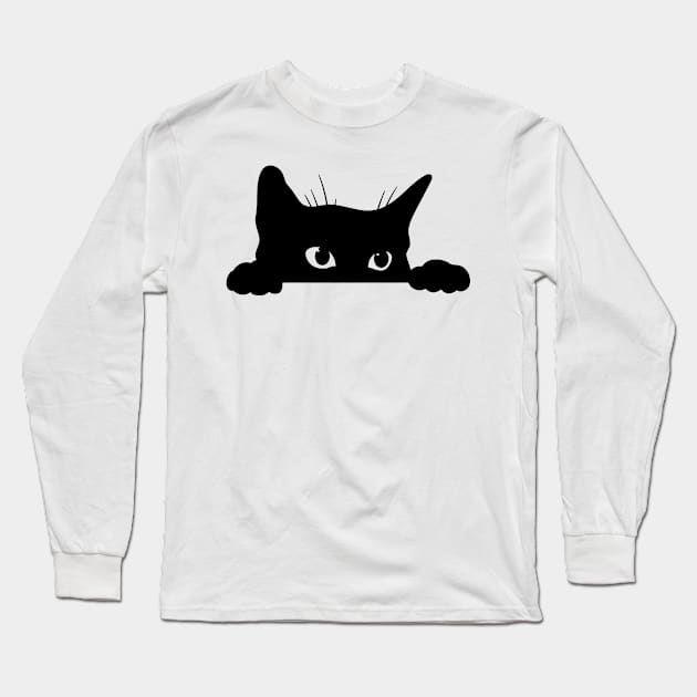 Black Cat Funny Cat Tee Gifts For Cat Lover Men Women Kids Long Sleeve T-Shirt by DeenaMBeresford